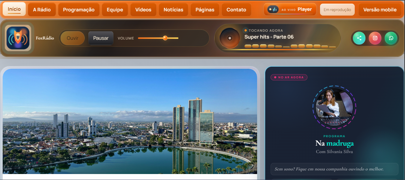 Painel visual da Fox Web